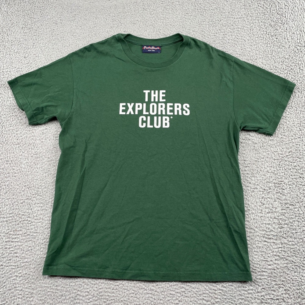 Rowing Blazers T-Shirt Mens L Green The Explorers Club Graphic Short Sleeve USA